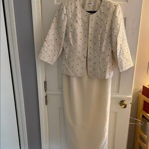 Coldwater Creek Cream Embroidered Maxi Dress and Jacket Set
